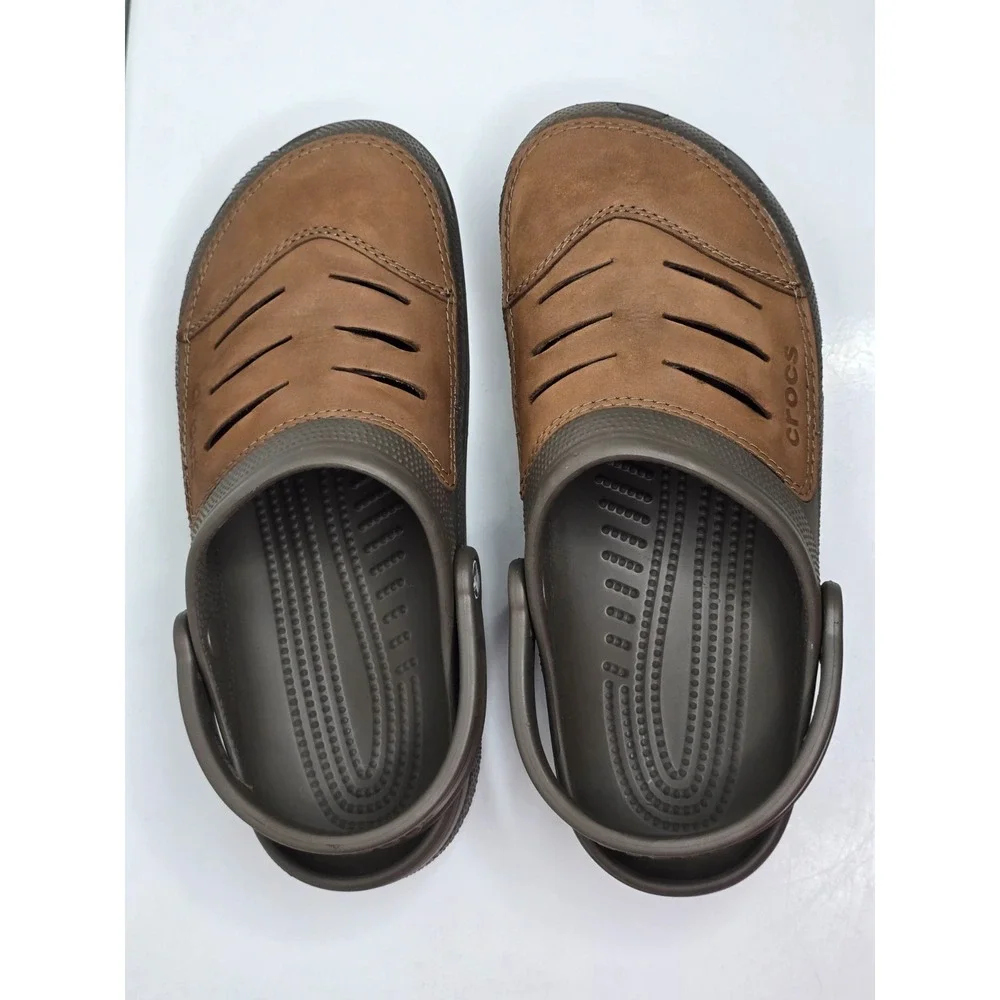 CROCS Classic Bogata Sandals Mens 10 Brown Outdoor Waterproof Clog Shoes 11038
